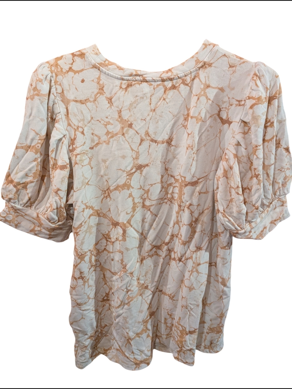 Daily Ritual Cream Marble-Print Puff Sleeve Top - Picture 2 of 3